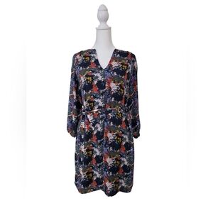 Eclair Lined Floral Splat Dress With Tie Belt Size Small